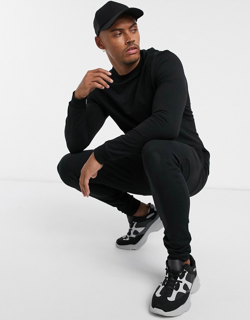 ASOS DESIGN muscle tracksuit in black