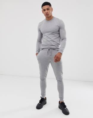 muscle fit tracksuit bottoms