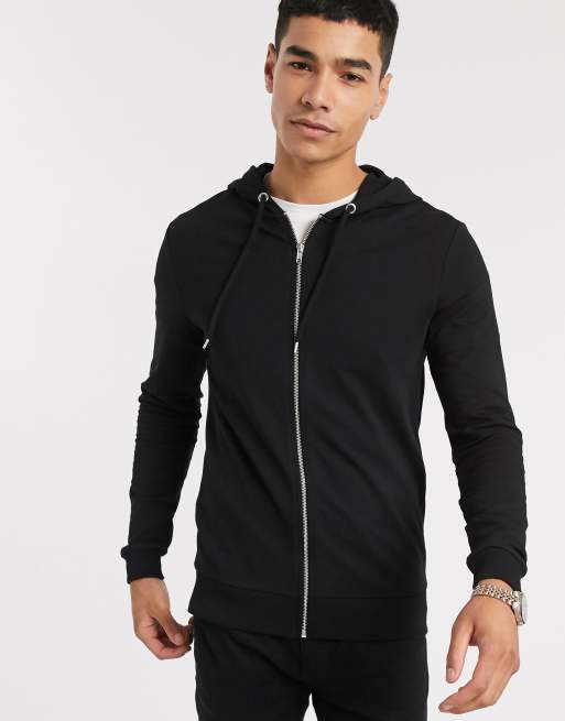 Muscle fit zip up 2024 hoodie