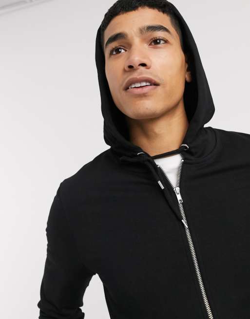 Asos black 2024 zip hoodie