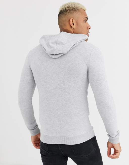 ASOS DESIGN muscle zip up hoodie in grey marl | ASOS