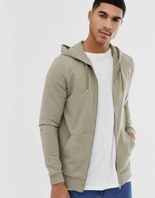 ASOS DESIGN muscle zip up hoodie in light green | ASOS