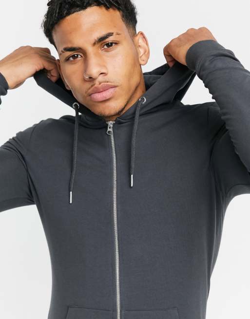 Asos black zip outlet hoodie