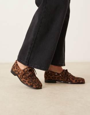 Asos Design Muse Lace-up Boat Shoes In Blue