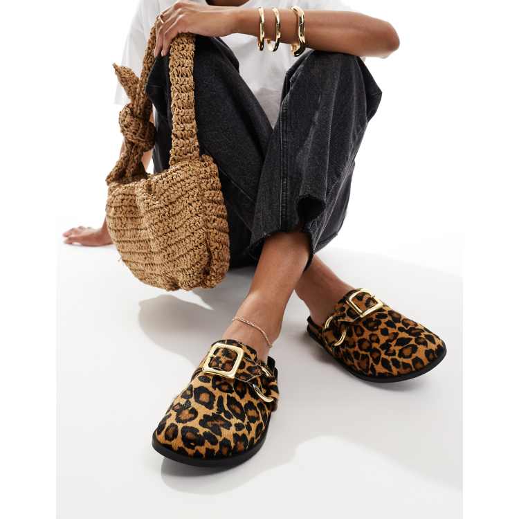 ASOS DESIGN Muse Premium leather mule in leopard | ASOS