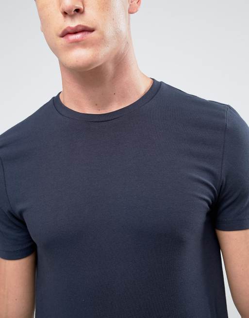 ASOS DESIGN – Muskel-T-Shirt mit Rundhalsausschnitt und Stretchanteil in Marine, 3 von 4