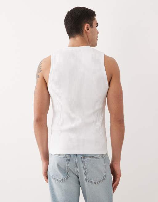 ASOS DESIGN – Muskel-Tanktop in Weiß mit Rippenstruktur, 5 von 5