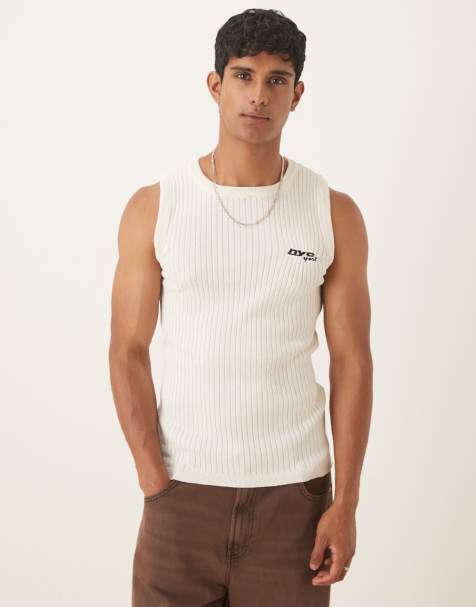 ASOS DESIGN – Muskelshirt aus Rippstrick in Weiß - view 1