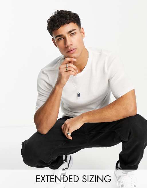 ASOS DESIGN – Muskelshirt aus Strick in Weiß