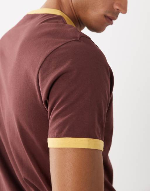 ASOS DESIGN – Muskelshirt im Regular-Fit in Braun mit kontrastierender Einfassung, 2 von 5