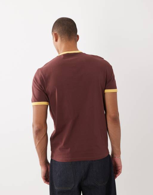 ASOS DESIGN – Muskelshirt im Regular-Fit in Braun mit kontrastierender Einfassung, 4 von 5
