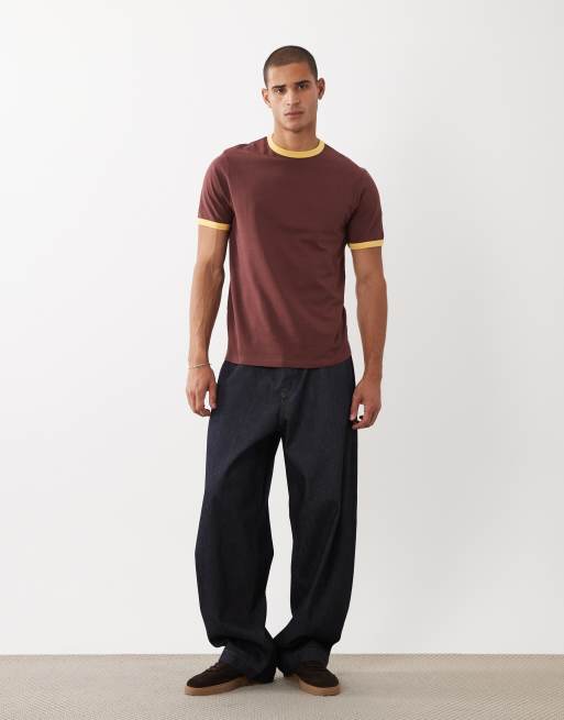 ASOS DESIGN – Muskelshirt im Regular-Fit in Braun mit kontrastierender Einfassung, 5 von 5