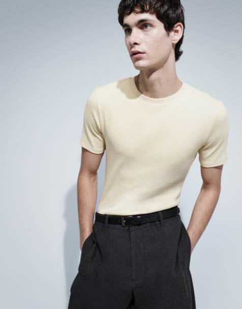 ASOS DESIGN Muskelshirt in gelbem Rippstoff - view 1