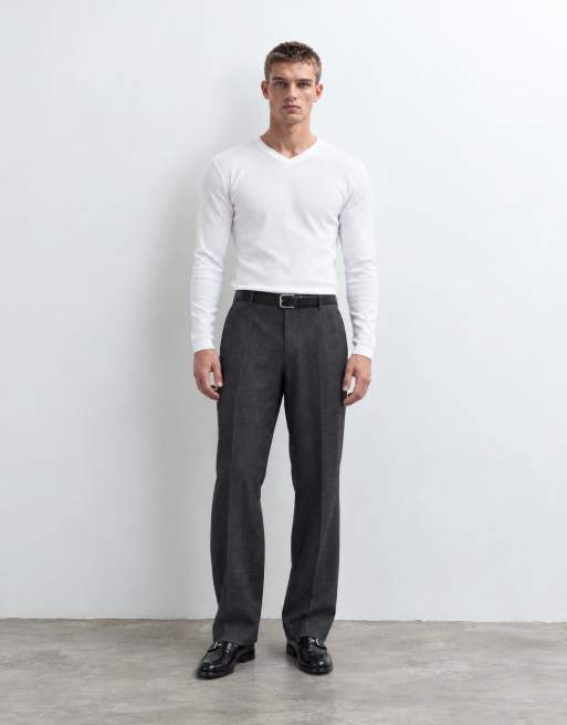 ASOS DESIGN Muskelshirt mit langem Ärmel, hohem V-Ausschnitt und Rippstruktur in Weiß, 6 von 8