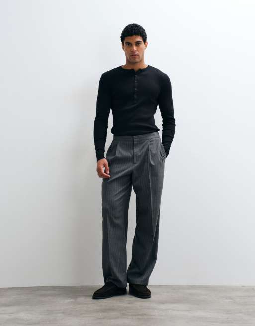 ASOS DESIGN Muskelshirt mit langen Ärmeln in Schwarz, gerippt, 4 von 5