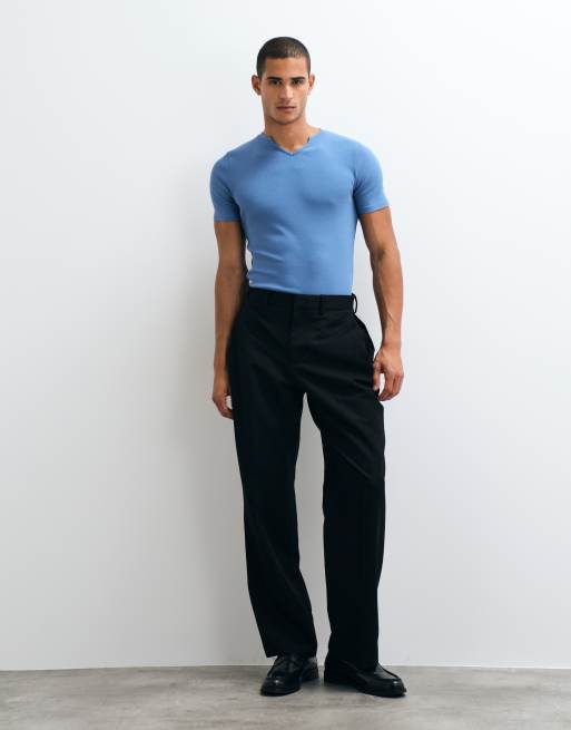 ASOS DESIGN Muskelshirt mit Schlitz-Ausschnitt in Blau, 2 von 5