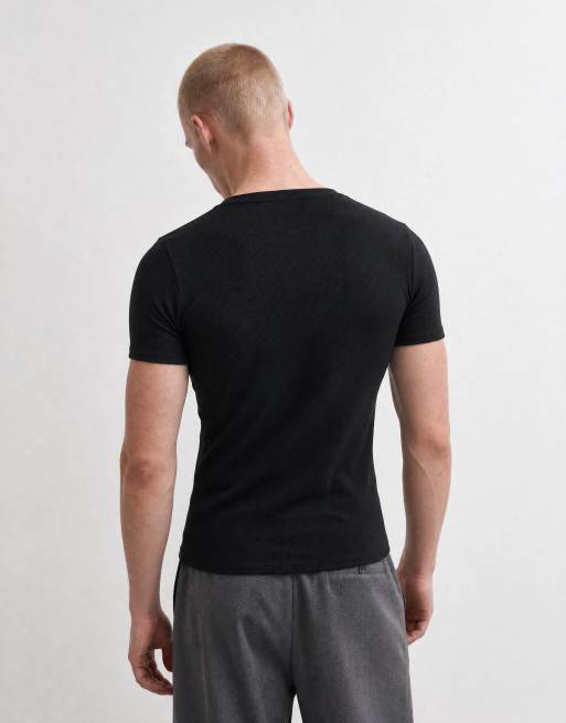 ASOS DESIGN Muskelshirt mit Schlitz-Ausschnitt in Schwarz, 10 von 10