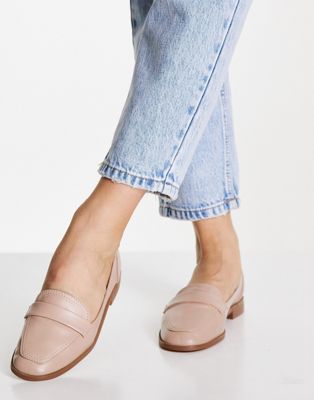 ASOS DESIGN Mussy loafer flat shoes in blush | ASOS