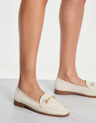 Asos Design Verity Loafer Flat Shoes With Trim In Natural Fabrication-neutral In Neutral