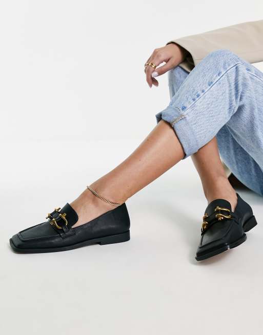 ASOS DESIGN - Mute - Sorte loafers med ekstrem firkantet tå