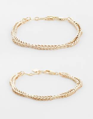 Asos Design Mutli-pack Of Chunky Chain Bracelets In Gold