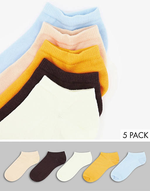 ASOS DESIGN mutlicoloured trainer socks 5 pack