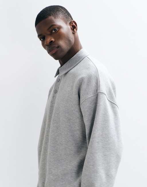 ASOS DESIGN mycket oversize boxig rugbysweatshirt i gråmelerad, 4 av 5