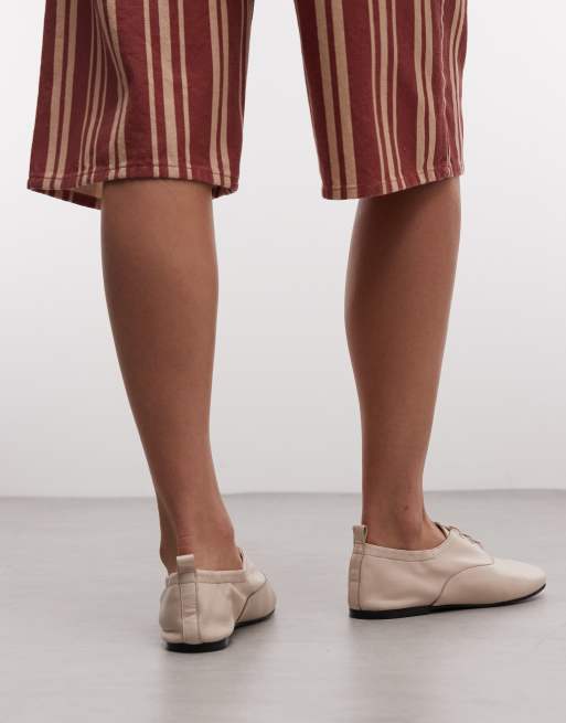 ASOS DESIGN - Myriad - Premium platte schoenen met veters in gebroken wit leer, 3 van 7