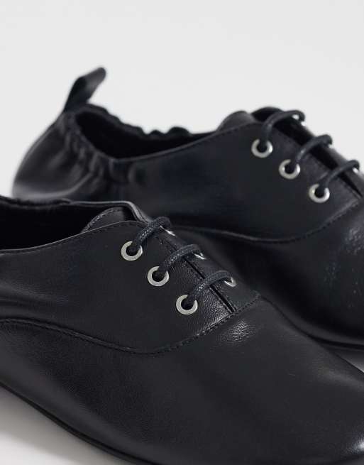 ASOS DESIGN - Myriad - Scarpe basse premium stringate in pelle nera, 2 di 4