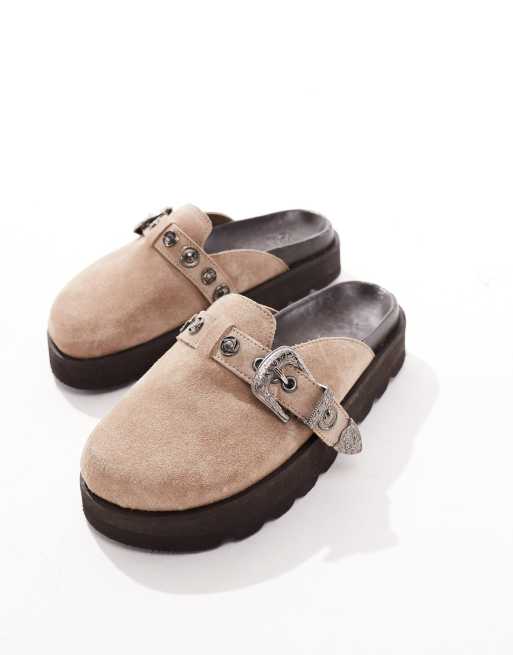 Japanese Brand SimplyComplicated “Tobacco” Suede Lug Mule