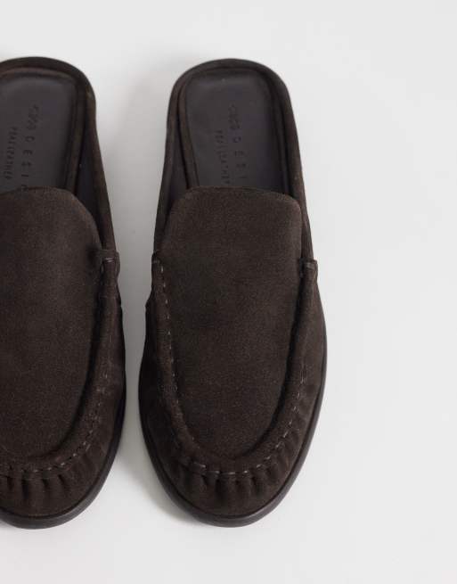ASOS DESIGN Mystique premium loafer mules in chocolate suede, 2 of 4