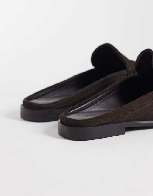 ASOS DESIGN Mystique premium loafer mules in chocolate suede, 4 of 4