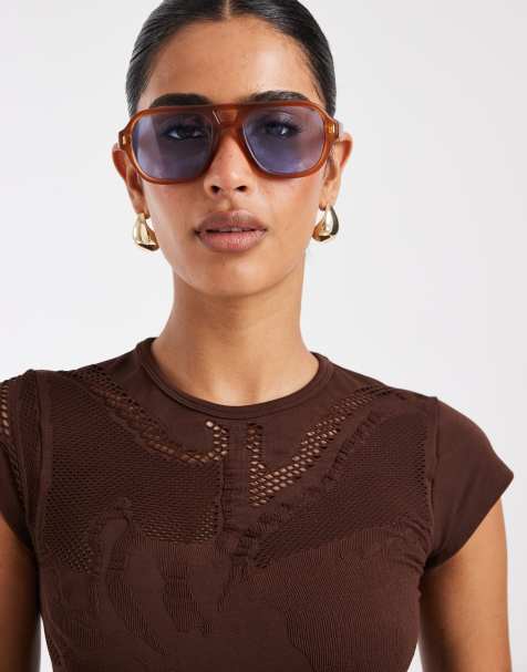 ASOS DESIGN - Naadloos baby T-shirt met bloemen uitsnijding in chocoladebruin - view 1