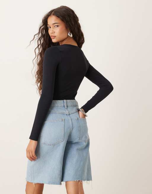 ASOS DESIGN - Naadloze body met V-hals in zwart, 3 van 4