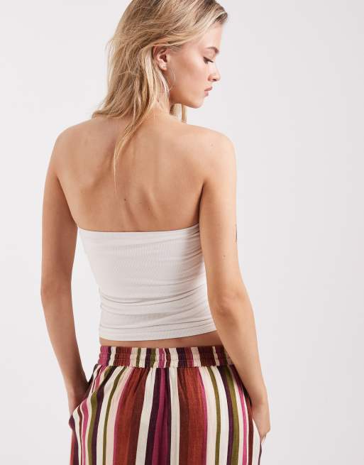 ASOS DESIGN - Naadloze geribbelde bra-free bandeau-bh in crème, 4 van 4