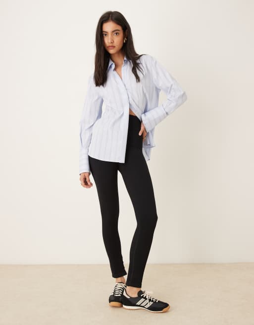 ASOS DESIGN - Naadloze vormgevende geribbelde legging in zwart
