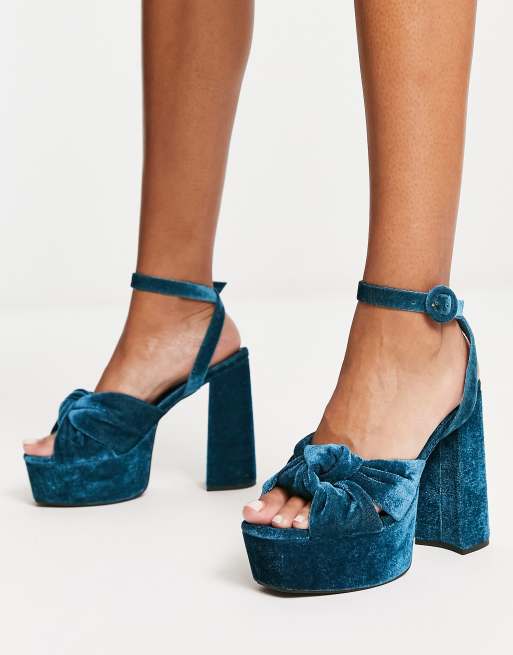 ASOS DESIGN Nadia Sandales nouees a talon et plateforme Bleu ASOS