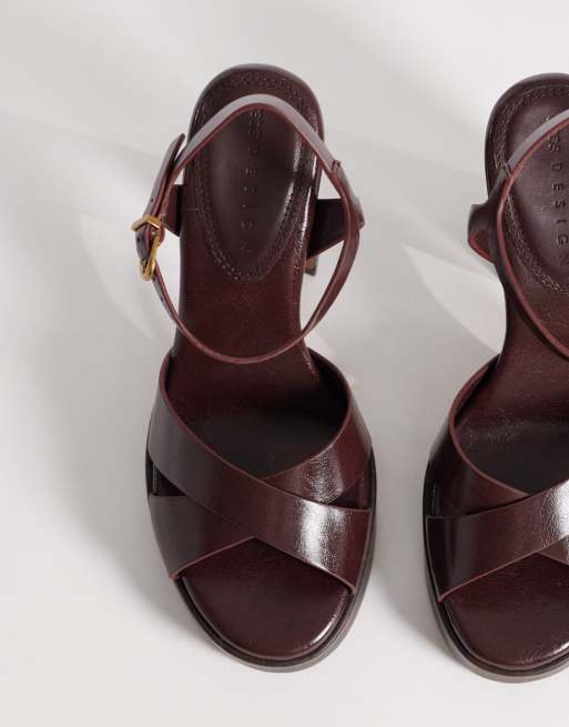 ASOS DESIGN - Nadina - Sandales à talon haut et semelle plateforme avec brides croisées - Chocolat, 3 de 4
