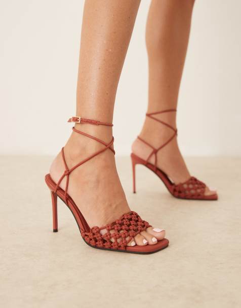 ASOS DESIGN – Nadine – Rdzawe sandały na obcasie z ozdobnymi węzłami - view 1
