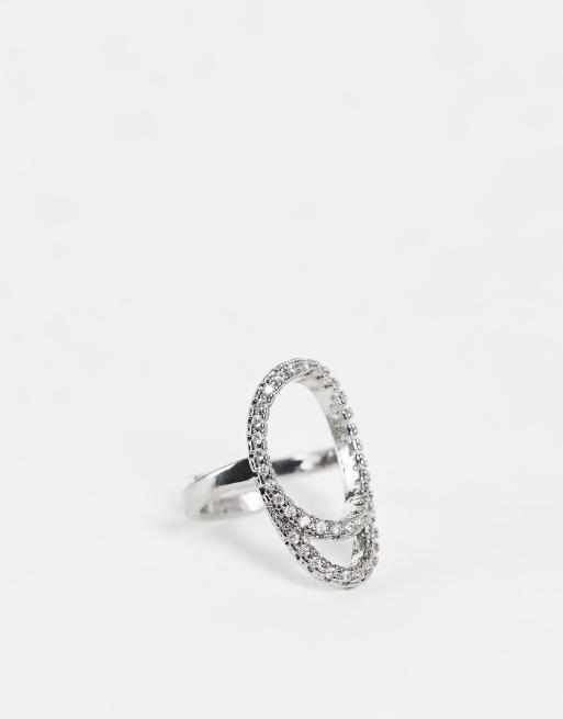 ASOS DESIGN - Nagelring met kristallen in zilverkleur