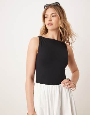 ASOS DESIGN - Nahtloser Body in Schwarz mit U-Boot-Ausschnitt