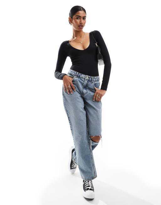 ASOS DESIGN – Nahtloser, modellierender, langärmliger Body in Schwarz mit Rundhalsausschnitt, 3 von 4