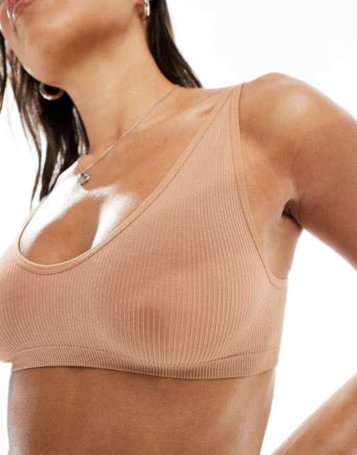 ASOS DESIGN – Nahtloses, geripptes Bustier in hellem Sienna mit U-Ausschnitt, 3 von 4