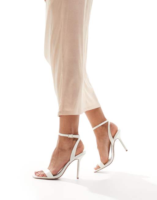 ASOS DESIGN Nali barely there heeled sandals in ivory ASOS