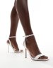 ASOS DESIGN Nali barely there heeled sandals in ivory satin