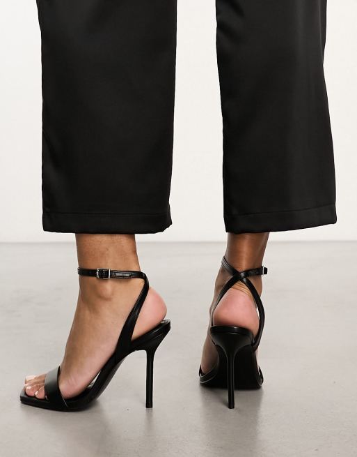 ASOS DESIGN - Nali - Minimalistische sandalen van PU met hak in zwart, 3 van 4