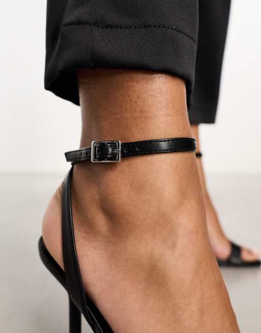 ASOS DESIGN - Nali - Minimalistische sandalen van PU met hak in zwart, 4 van 4