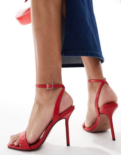 ASOS DESIGN Nali Sandales a talon minimalistes Rouge ASOS