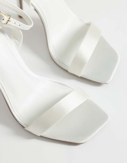 ASOS DESIGN - Nali - Sandali con tacco minimal in raso color avorio, 2 di 4