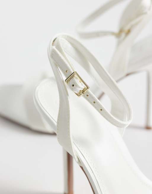 ASOS DESIGN - Nali - Sandali con tacco minimal in raso color avorio, 3 di 4